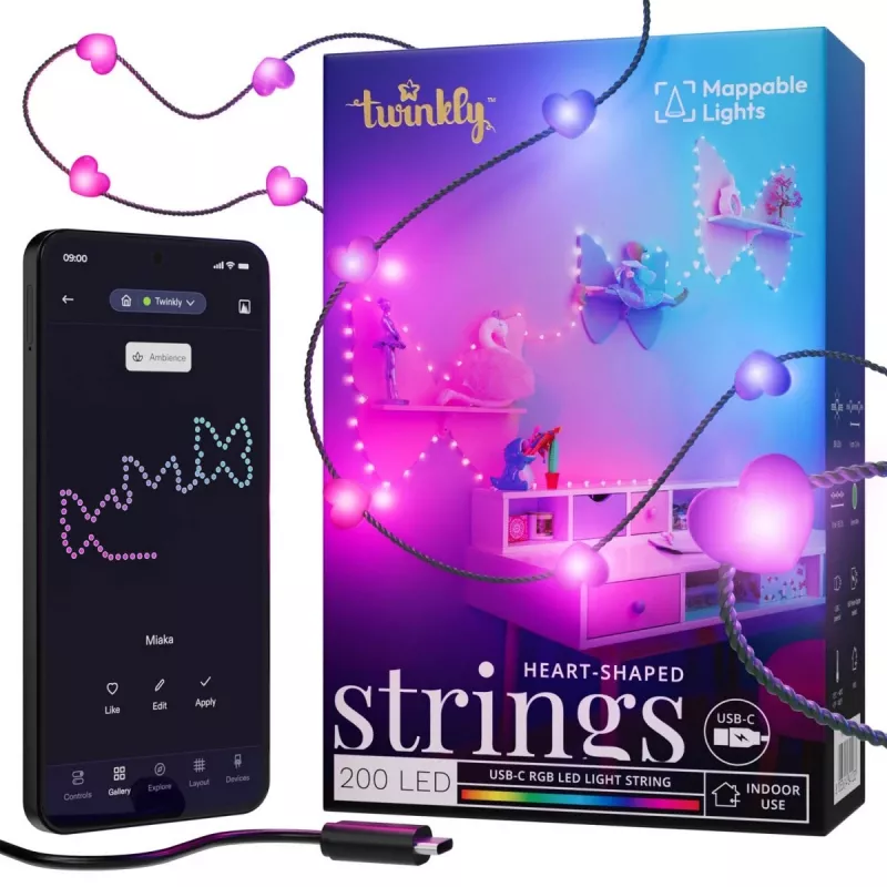 Twinkly Candies LED kalėdų eglutės lemputės TWKH200RGB-G 6 m 200 lempučių
