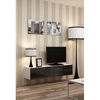 Cama TV stovas VIGO 140 30/140/40 baltas/juodas blizgus
