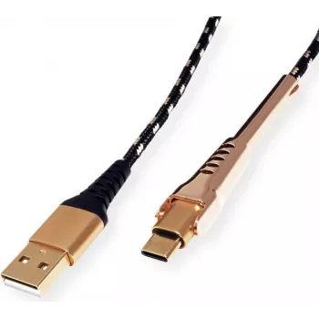 ROLINE 11.02.8920 USB kabelis 1 m USB 2.0 USB A USB C juoda - auksinė (11.02.8920)