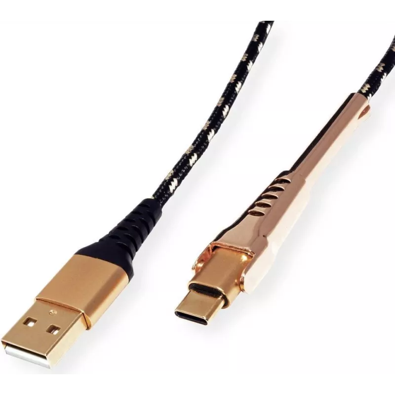 ROLINE 11.02.8920 USB kabelis 1 m USB 2.0 USB A USB C juoda - auksinė (11.02.8920)