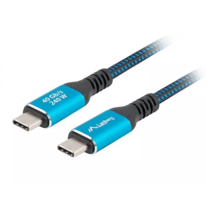 USB-C į USB-C kabelis LANBERG CA-CMCM-45CU-0020-BK, 240W PD, 8K@60Hz, 2,0 m