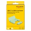 Kortelių skaitytuvas DeLOCK 91015 USB 3.2 Gen 1 Type-A/Type-C mėtinės spalvos
