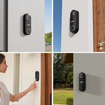 Reolink D340W - 5 MP vaizdo durų skambutis su gongu, 2,4/5 GHz Wi-Fi, asmens aptikimas, dvipusis garsas, veikia su NVR