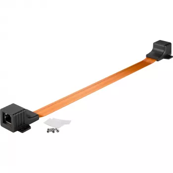 Window Feed-Through Ultra-plonas, RJ45, kabelis juodas/vario, 30cm