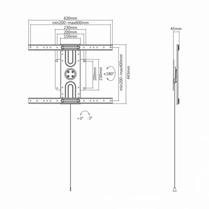 Sbox PLB-1246F fiksuotas plokščiaekranis LED TV laikiklis 37-70 50kg