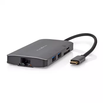 Nedis USB kelių prievadų adapteris USB 3.2 Gen1 7 viename - USB-C™ kištukas, HDMI™ išvestis, Micro SD, RJ45 lizdas, SD, USB-C™ lizdas, 3x USB-A lizdas, 5 Gbps (CCBW64240AT02)