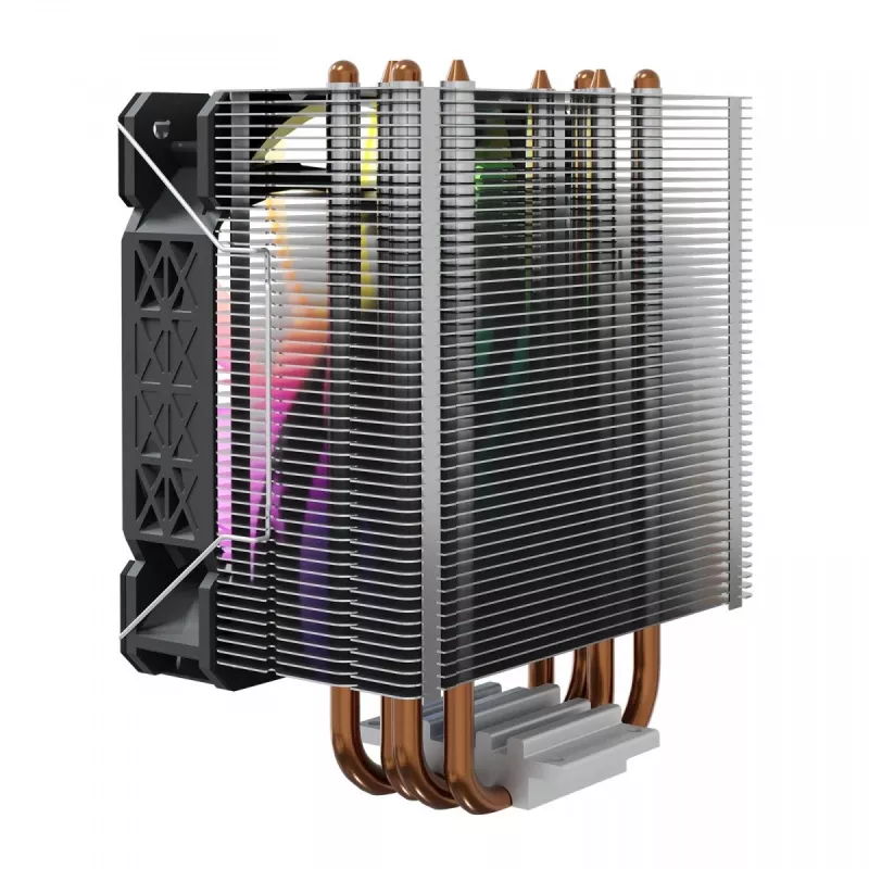 CPU oro aušintuvas SAVIO SAVGCOVORTEXX2ARGB su 4 šilumos vamzdeliais, 120 mm ARGB ventiliatoriumi, juodas