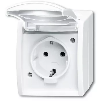 Kištukinis lizdas Busch-Jaeger 2083-0-0834 CEE 7/3 2P+E 250V 16A IP44 balta