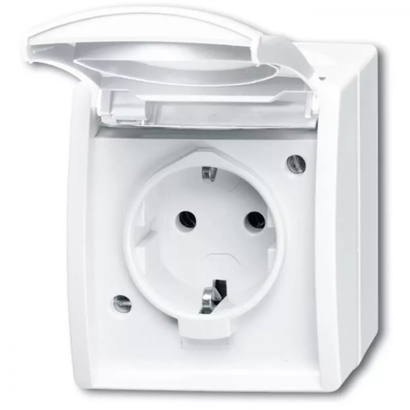 Kištukinis lizdas Busch-Jaeger 2083-0-0834 CEE 7/3 2P+E 250V 16A IP44 balta