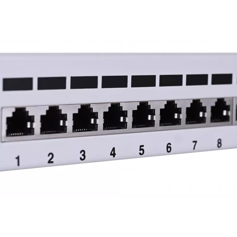 Patch panel LANBERG PPF6-9012-S, 12 prievadų, metalinis, pilkas, 1U, 215×130×44,5 mm
