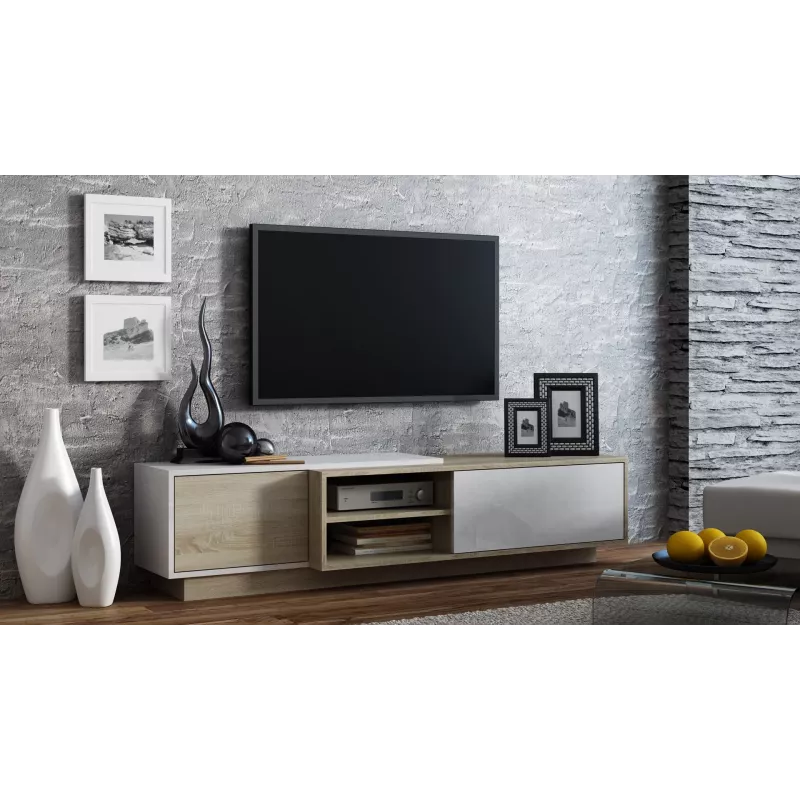 Cama TV spintelė SIGMA1 180 sonomos ąžuolas/baltas blizgus