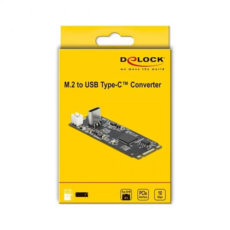 M.2 Key B+M kištukinis į USB Type-C lizdinę keitiklis, DeLOCK, 63174