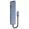 USB Type-C šakotuvas SAVIO AK-82 su HDMI, MicroSD, USB 3.2 Gen1, PD pralaidumu, 4K@30Hz, 5000 Mbit/s, juodas