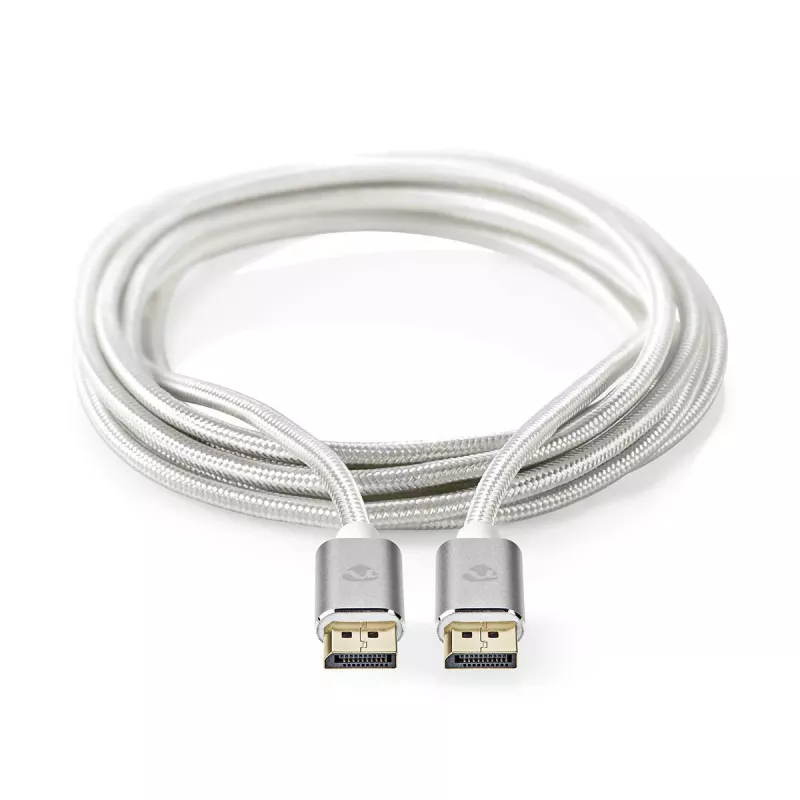 Nedis 2 m DisplayPort laidas, 8K@60Hz, paauksuota jungtis, sidabrinis (CCTB37014AL20)