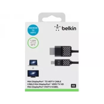Mini DisplayPort į HDTV kabelis, 1,8 m, Mini DisplayPort, HDMI, kištukas, kištukas, juodas