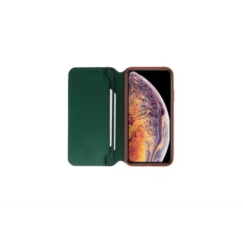 Apsauginis VixFox aplanko tipo dėklas iPhone XSMAX — miško žalia spalva, dėklas su kortelių lizdu