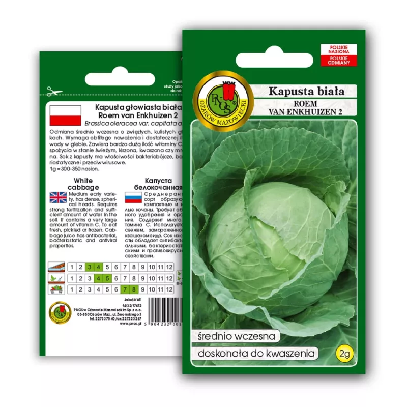 Sėklų pakuotė Apte — baltagūžis kopūstas 'Roem Van Enkhuizen' (2 g) daržovių sėklos