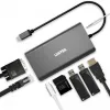 UNITEK uHUB O8+ laidinis USB 3.2 Gen 1 Type-C pilkas 100W Power Delivery