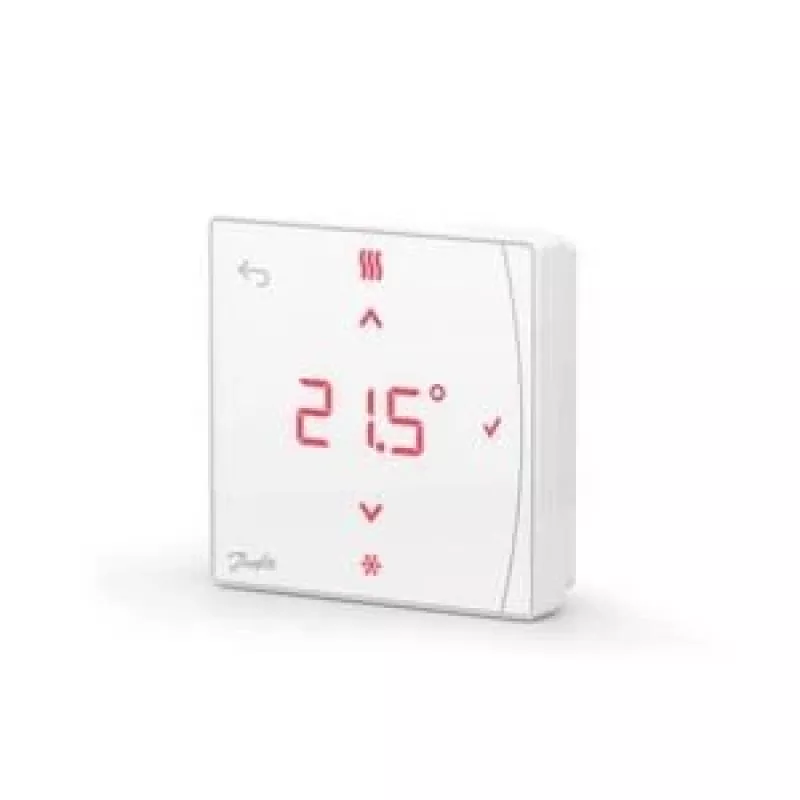 Mechaninis kambario termostatas DANFOSS 088U2121 su ZigBee, LED ekranu, AAA baterijomis, 57×57×57 mm