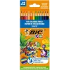 BIC Spalvoti pieštukai Kids Smooth 12 spalvų rinkinys