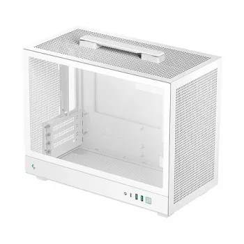 Kompiuterio korpusas DeepCool CH160 PLUS WH Small Form Factor baltas, microATX, grūdintas stiklas, USB-C