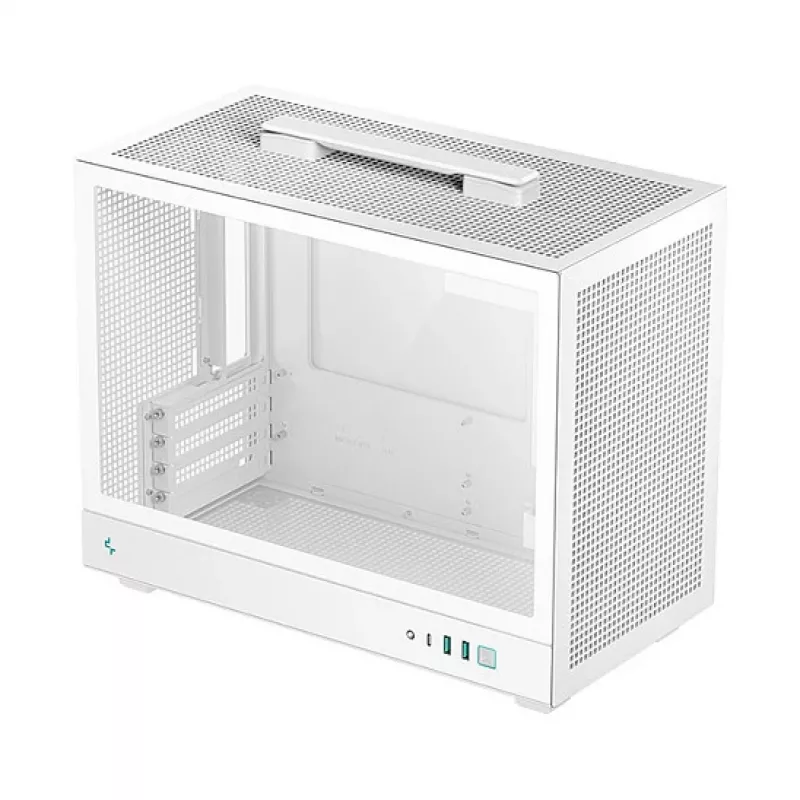 Kompiuterio korpusas DeepCool CH160 PLUS WH Small Form Factor baltas, microATX, grūdintas stiklas, USB-C