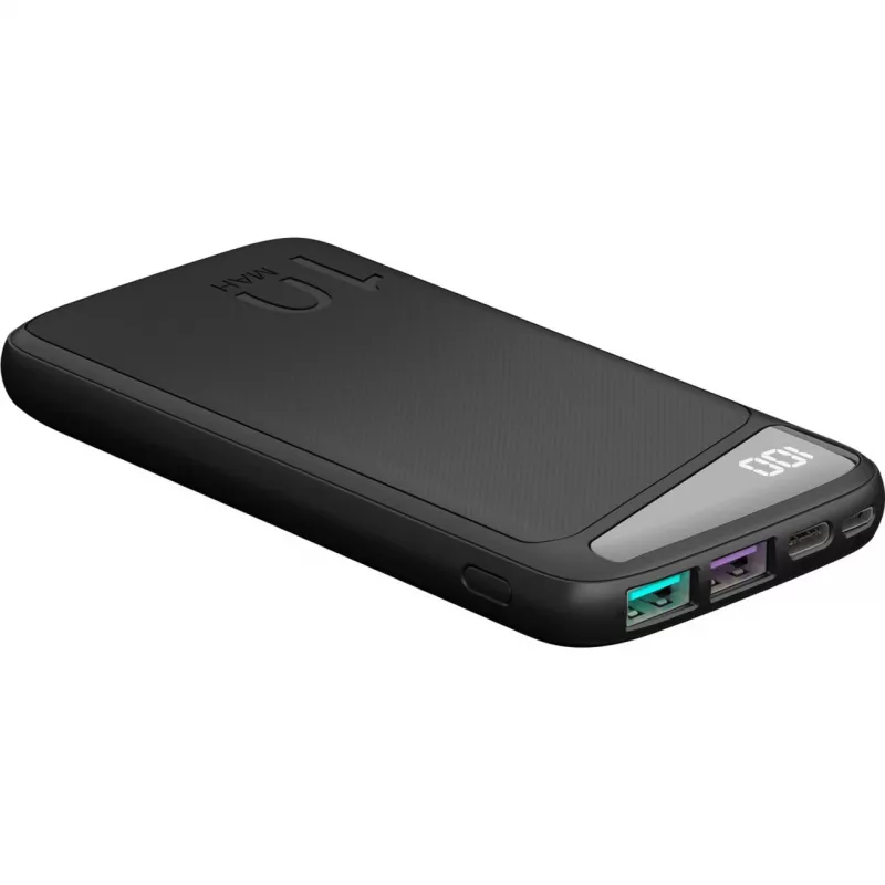 Greitojo įkrovimo powerbankas 10 000 mAh (juodas, USB-C PD, QC 3.0, 10 000 mAh)