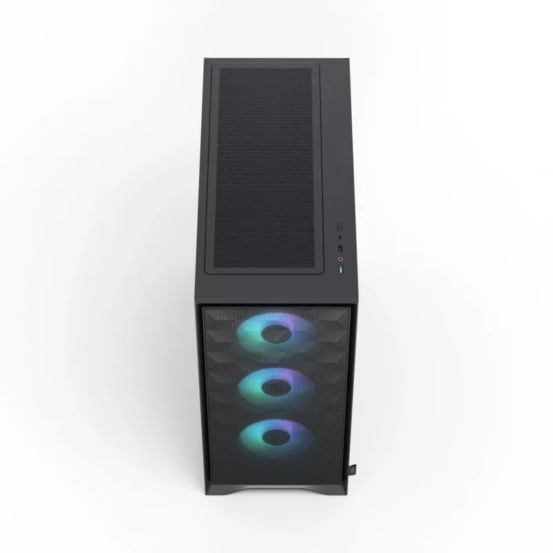 PC korpusas Fractal Design Pop 2 Air Juoda TG RGB Midi Tower — ATX/Micro‑ATX/Mini‑ITX, 3x120mm priekyje, 1x120mm gale, 2,5 colio+3,5 colio nišos