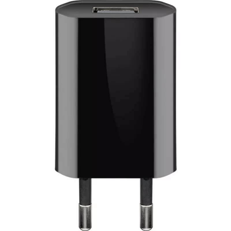 USB sieninis įkroviklis GOOBAY 5 W, 1x USB 2.0, įvestis 100–240 V, juodas