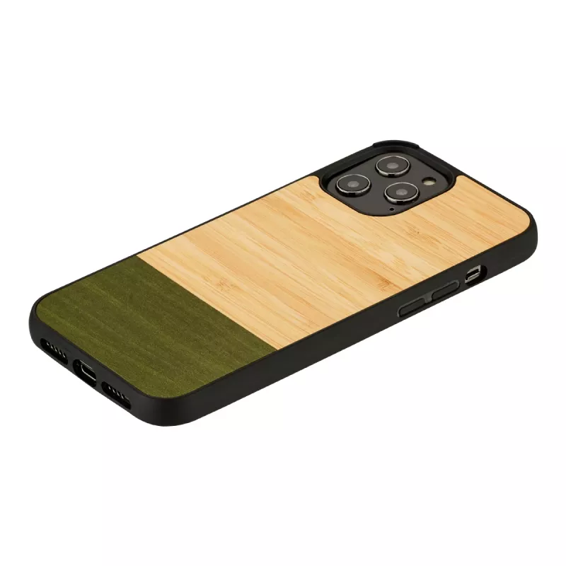 Apsauginis telefono dėklas Man and Wood, skirtas iPhone 12 / 12 Pro — bambuko miškas juodas