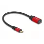 USB adapteris DeLOCK 60172 USB Type-C kištukas į USB Type-A lizdą 10 Gbps 15 cm raudonas metalas