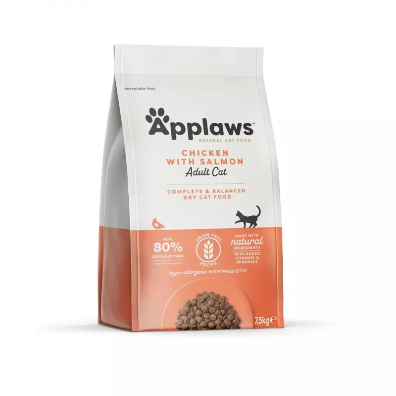 Sausas kačių ėdalas Applaws Adult Chicken & Salmon, 7,5 kg, 36,5% baltymų, 16% riebalų, be glitimo ir sojos