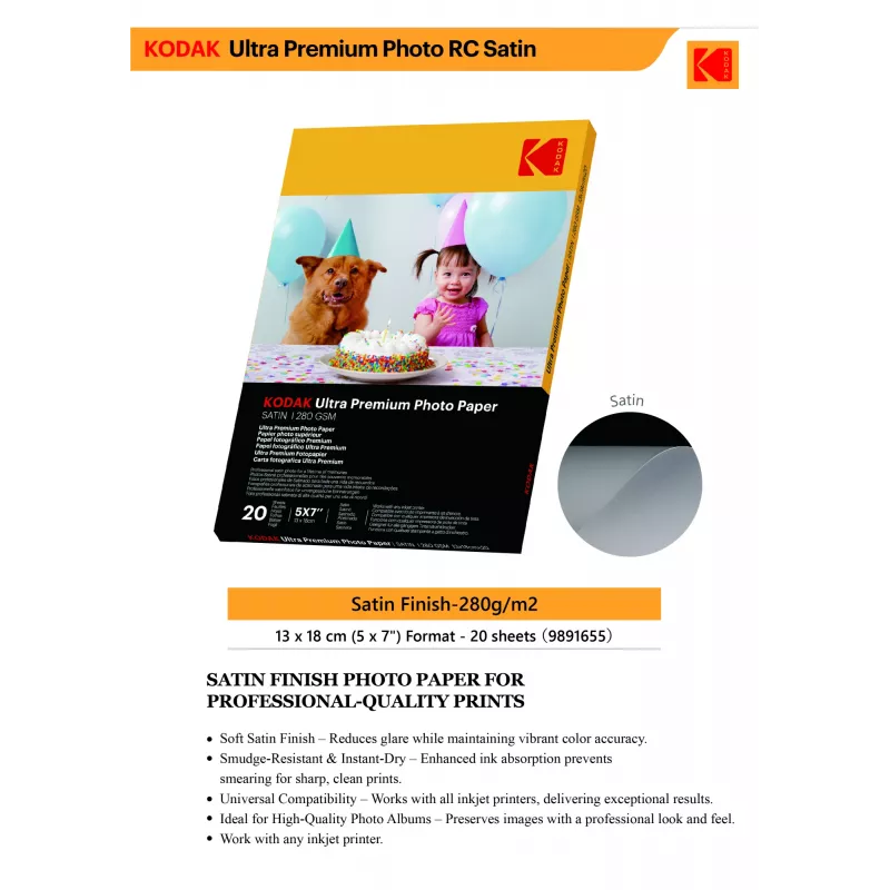 Kodak Ultra Premium Photo Paper 280g Satin 13 x 18 cm 20 lapų