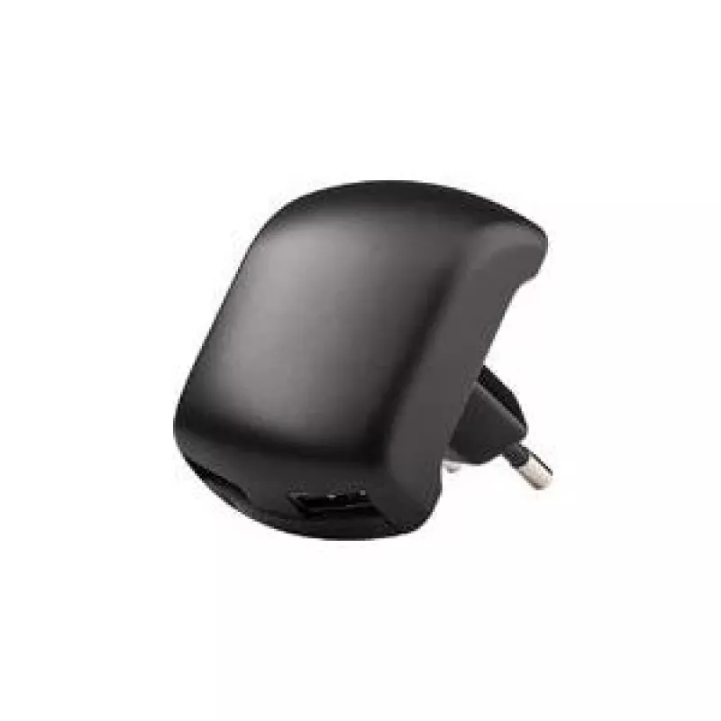 USB įkrovimo adapteris 230V į 2x USB (2A) - Kelioninis įkroviklis (juodas gumuotas)