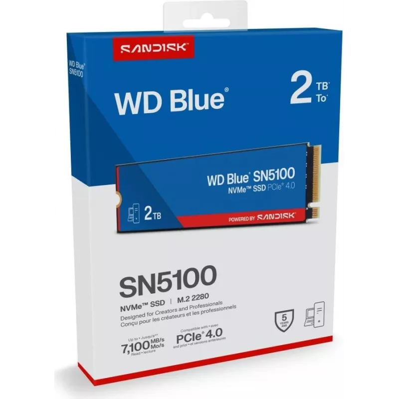 SanDisk 2TB WD Mėlyna SN5100 NVME SSD - Flash-Memory (WDBS4F0020BNC-WRSN)