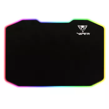 Pelės kilimėlis PATRIOT Viper Gaming juodas — polimeras/guma, LED apšvietimas, maitinamas per USB, neslystantis, 353,5×242,7 mm, 5,5 mm storis