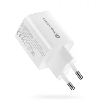 Sieninis įkroviklis everActive SC-450Q 45W 1×USB-C 1×USB-A Baltas