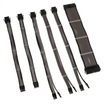 Kabelių prailginimo rinkinys Kolink Core Adept — pintas PET apvalkalas, 6 dalių rinkinys, 20+4 kontaktų, 8 kontaktų, 4+4 kontaktų, 3×6+2 kontaktų (300–350 mm)