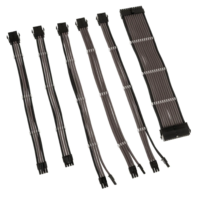 Kabelių prailginimo rinkinys Kolink Core Adept — pintas PET apvalkalas, 6 dalių rinkinys, 20+4 kontaktų, 8 kontaktų, 4+4 kontaktų, 3×6+2 kontaktų (300–350 mm)