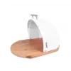 Duonos dėžutė Maestro MR-1678G ovali, plastikinė ir bambukinė, 350×200×250 mm, slankiojantis baltas dangtelis