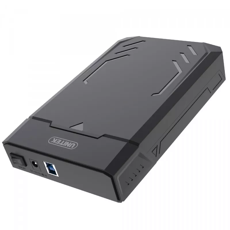 HDD/SSD korpusas Unitek Y-3035 — 2,5/3,5 colio SATA, USB 3.2 Gen 1 (USB Type-B), 6 Gbit/s, juodas, kintamosios srovės adapteris