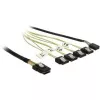 Vidinis Mini SAS į 4×SATA kabelis DELOCK 0,5 m — Mini SAS SFF-8087 į 4×SATA 7p, juoda/sidabrinė/geltona