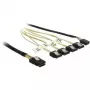 Vidinis Mini SAS į 4×SATA kabelis DELOCK 0,5 m — Mini SAS SFF-8087 į 4×SATA 7p, juoda/sidabrinė/geltona