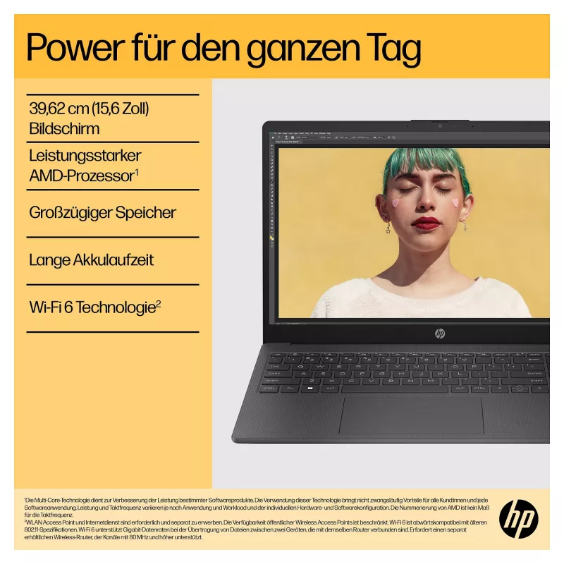 HP 15-fc0676ng 39,6 cm (15,6 inch) nešiojamas kompiuteris - Ryzen 7 - 16 GB RAM - 1 TB SSD - sidabrinis (C94P3EA#ABD)