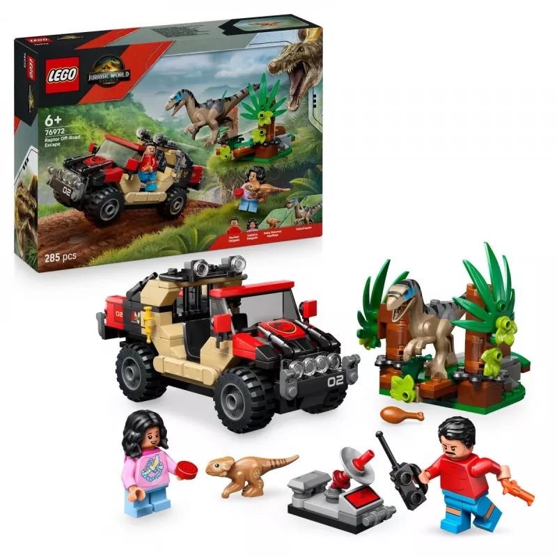 Konstruktorius LEGO Jurassic World 76972 Raptor Off-Road Escape, 285 vnt., 2 minifigūrėlės, amžius 6+