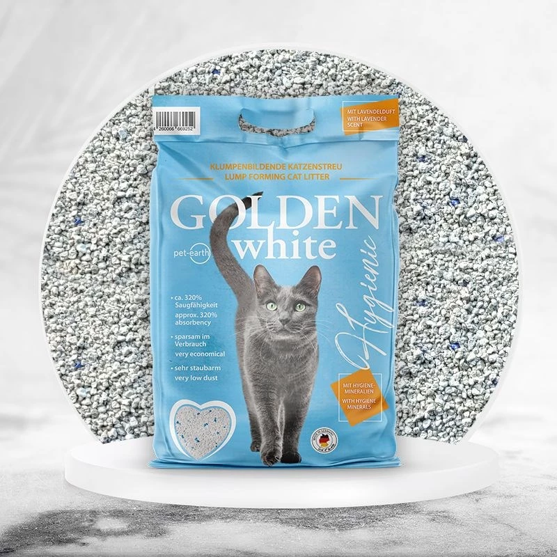 Kačių kraikas Golden Pilka 14 kg bentonitinis sulipantis, levandų kvapo, nedulkėjantis, nelimpantis