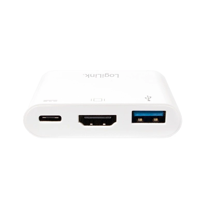 LogiLink 0,14 m 2xUSB-C HDMI USB A Balta