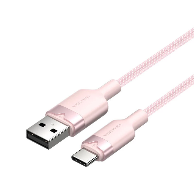 USB 2.0 A – USB-C laidas Vention CTNPH 2 m 3 A rožinis