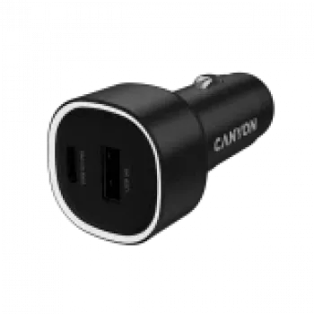 CANYON automobilinis įkroviklis OnDrive 48 PD 48W USB-A+USB-C juodas