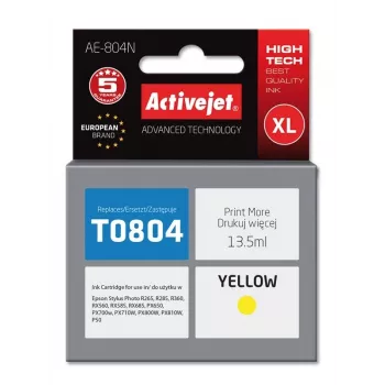 Rašalo kasetė ActiveJet AE-804N suderinama su Epson T0804, Geltona, 13,5 ml, didelio (XL) našumo